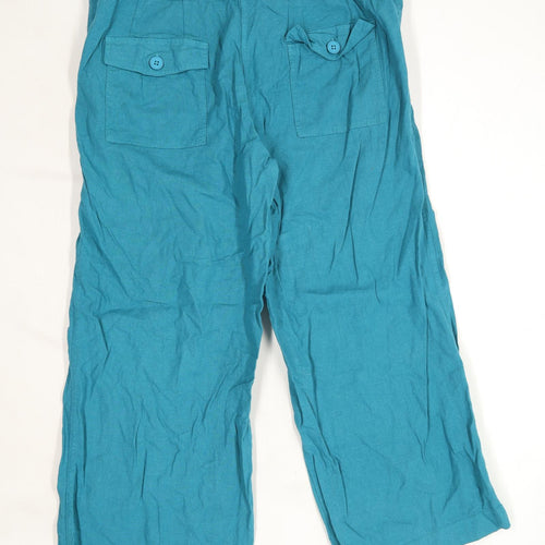 Womens South Turquoise Linen Blend Trousers Size 18/L26