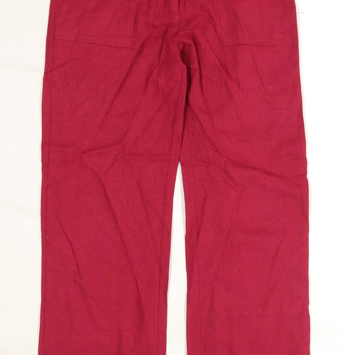 Womens Tovta Burgundy Linen Blend Trousers Size 10/L27