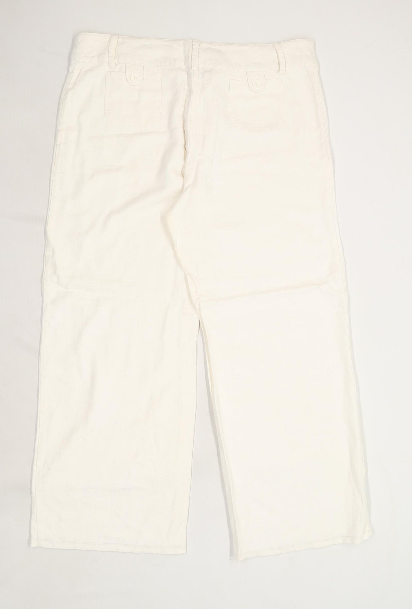 Womens The Stock Shop White Linen Blend Trousers Size 18/L27