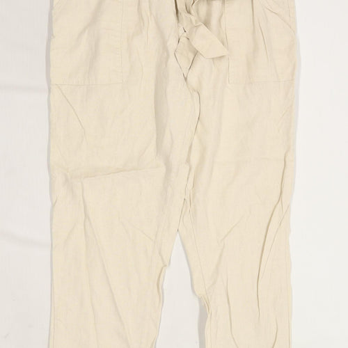 Womens Primark Beige Linen Blend Trousers Size 12/L26