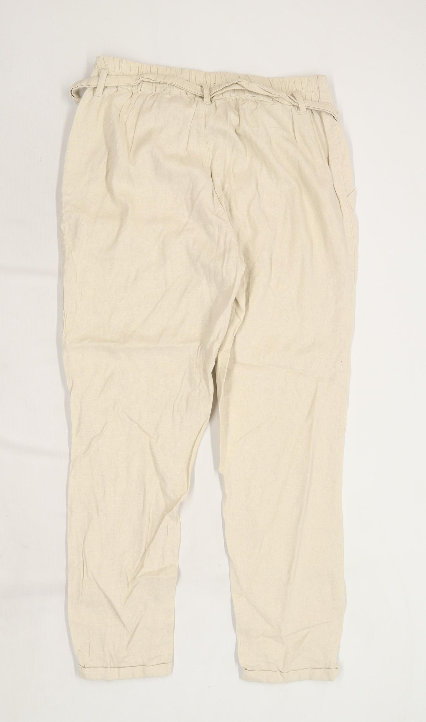Womens Primark Beige Linen Blend Trousers Size 12/L26