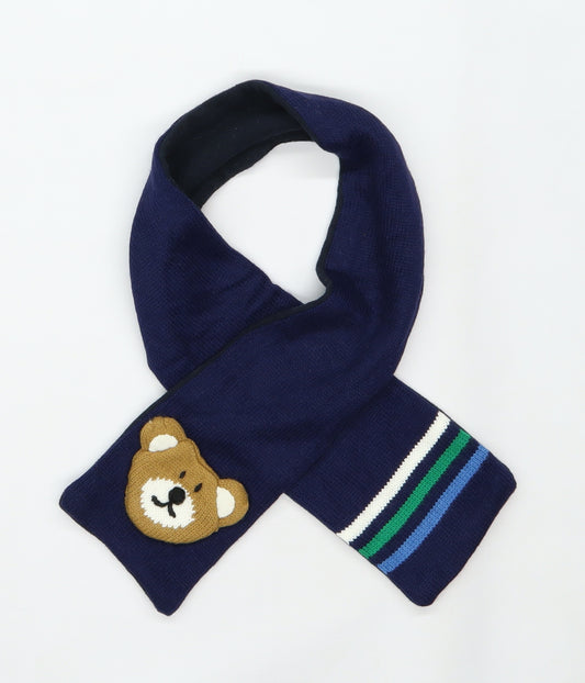 Preworn Boys Blue Striped Knit Rectangle Scarf Scarf Size Regular  - Teddy Bear