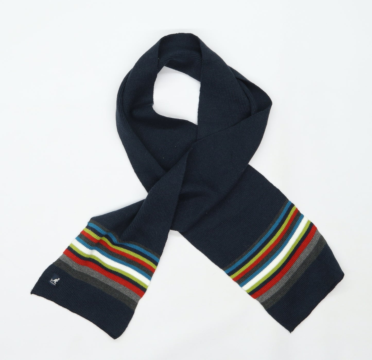 Kangol Boys Blue Striped Knit Scarf  Size Regular