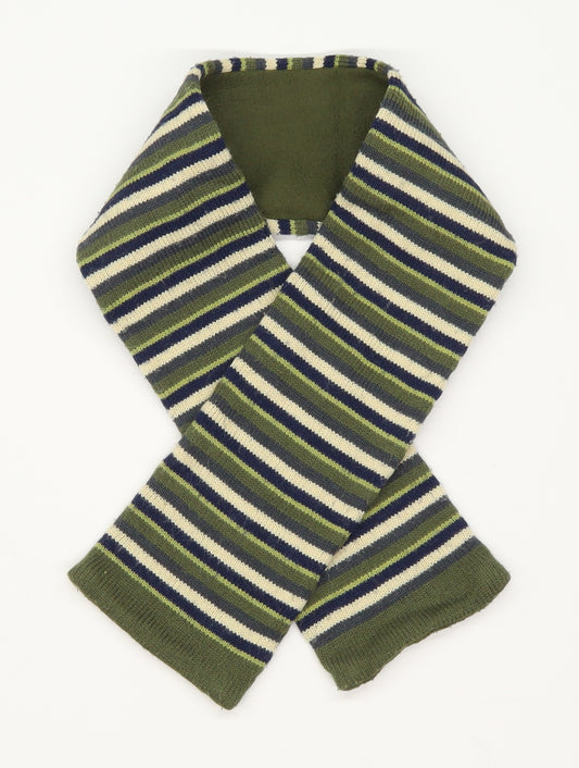 Rebel Boys Green Striped Fleece Scarf  Size Regular