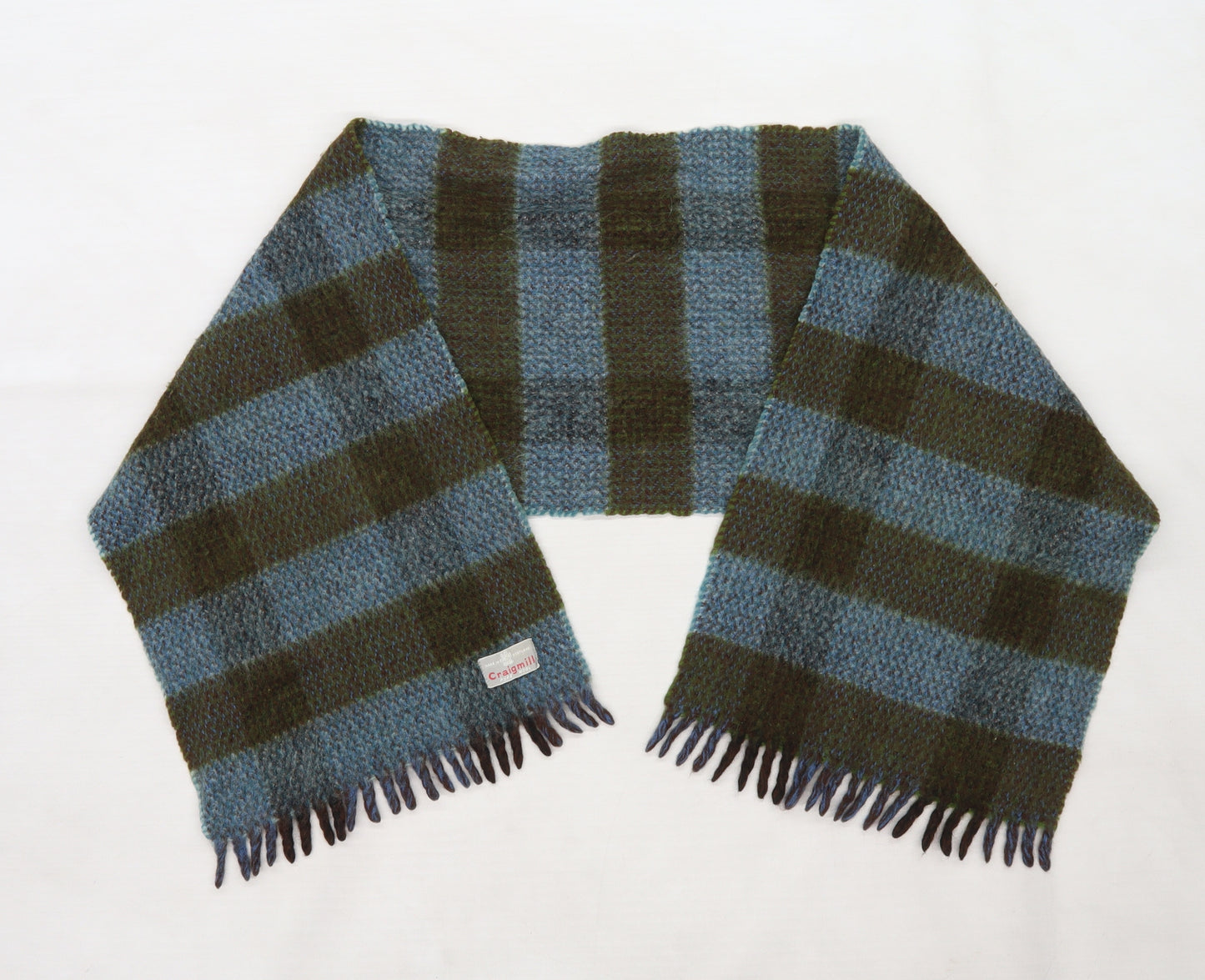 Craigmill Boys Green Check Knit Scarf  One Size  - Made in Scotland