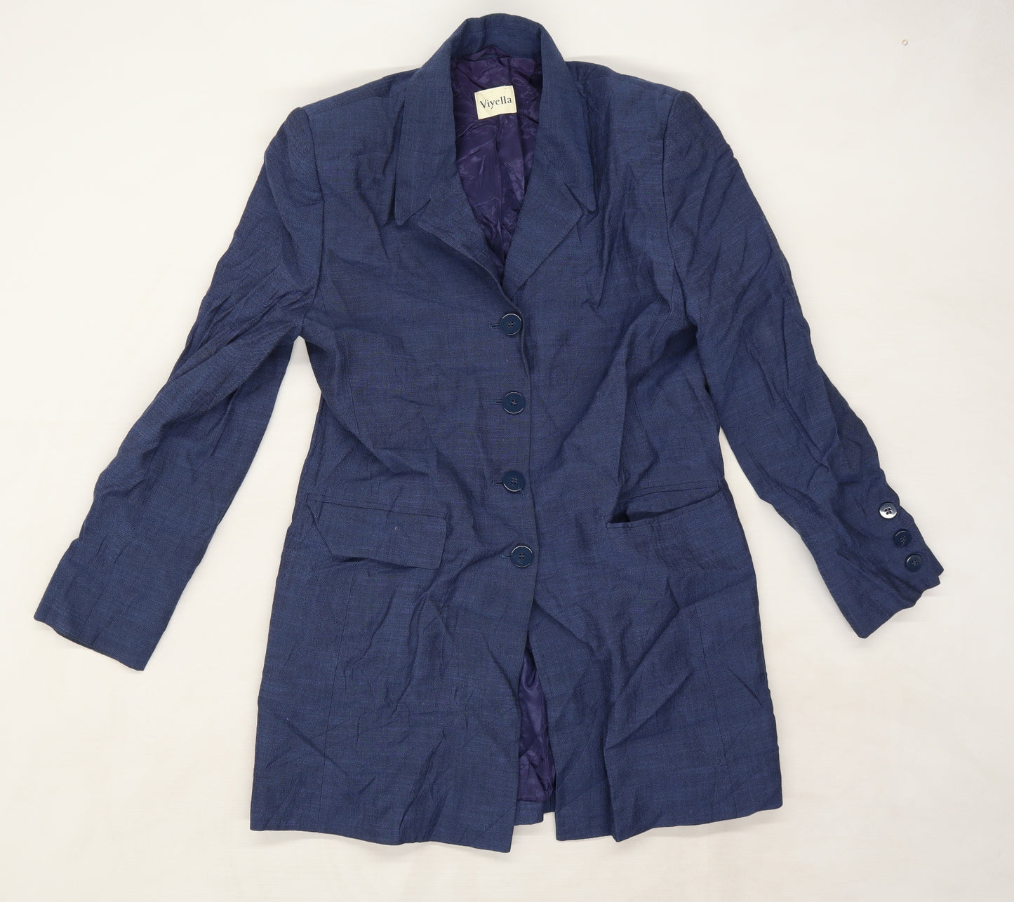 Viyella Womens Blue  Rayon Trench Coat Coat Size 12