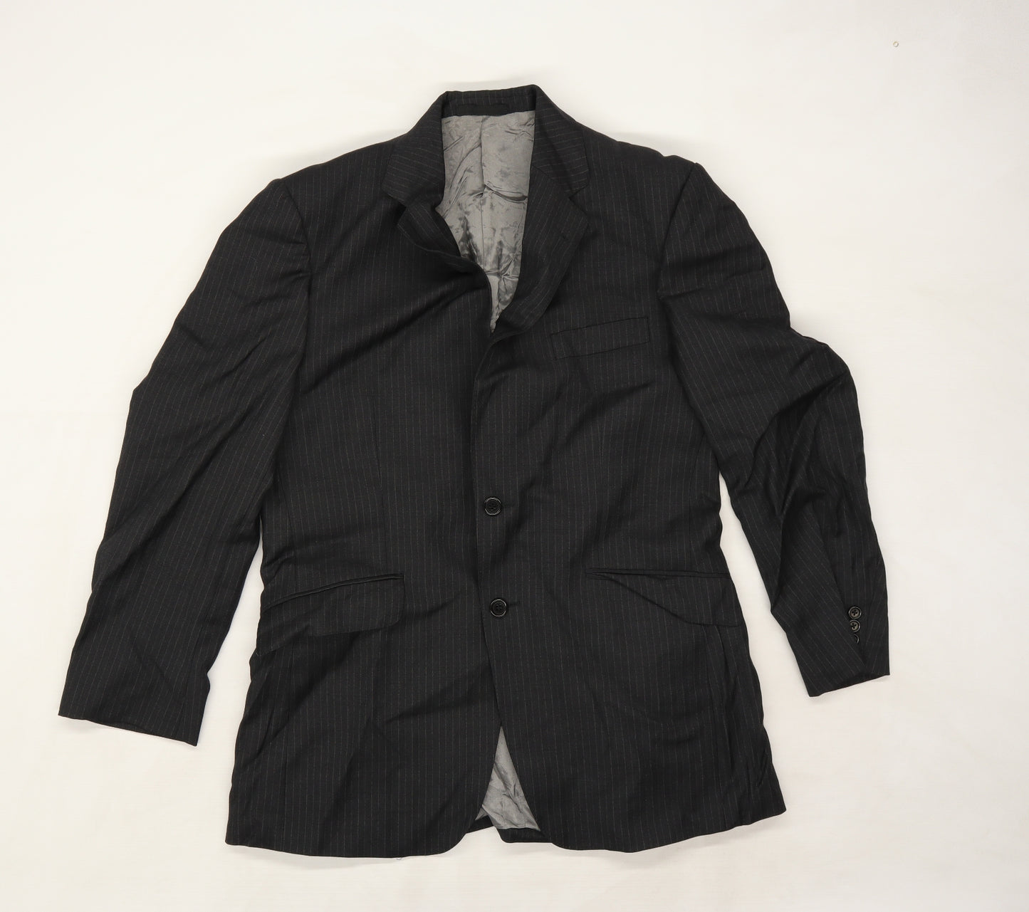 Bridgens Mens Blue Striped Rayon Jacket Suit Jacket Size 40