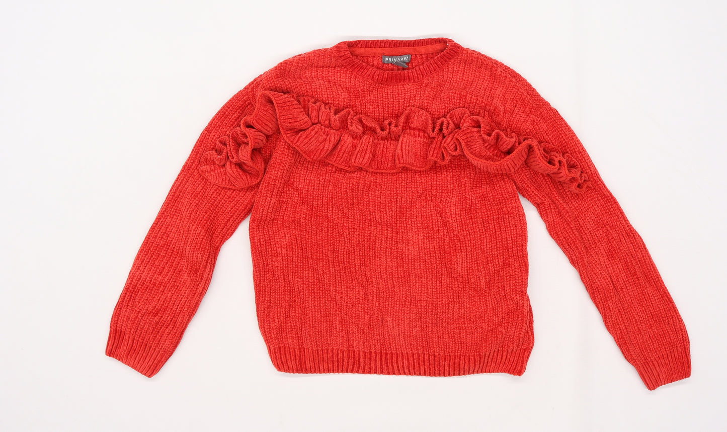 Primark Girls Red  Knit Pullover Jumper Size 9-10 Years