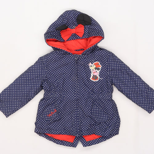 George Girls Blue Spotted  Jacket Coat Size 12-18 Months  - Minnie Mouse
