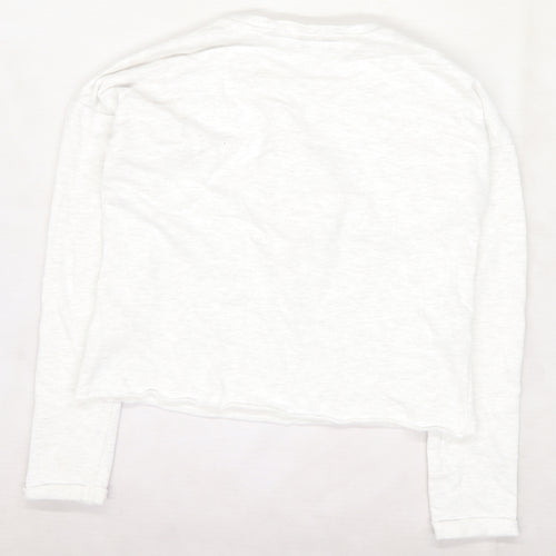 Primark Girls Grey  Jersey Pullover Sweatshirt Size 13-14 Years  - Ice cream Faux Fur Pompom