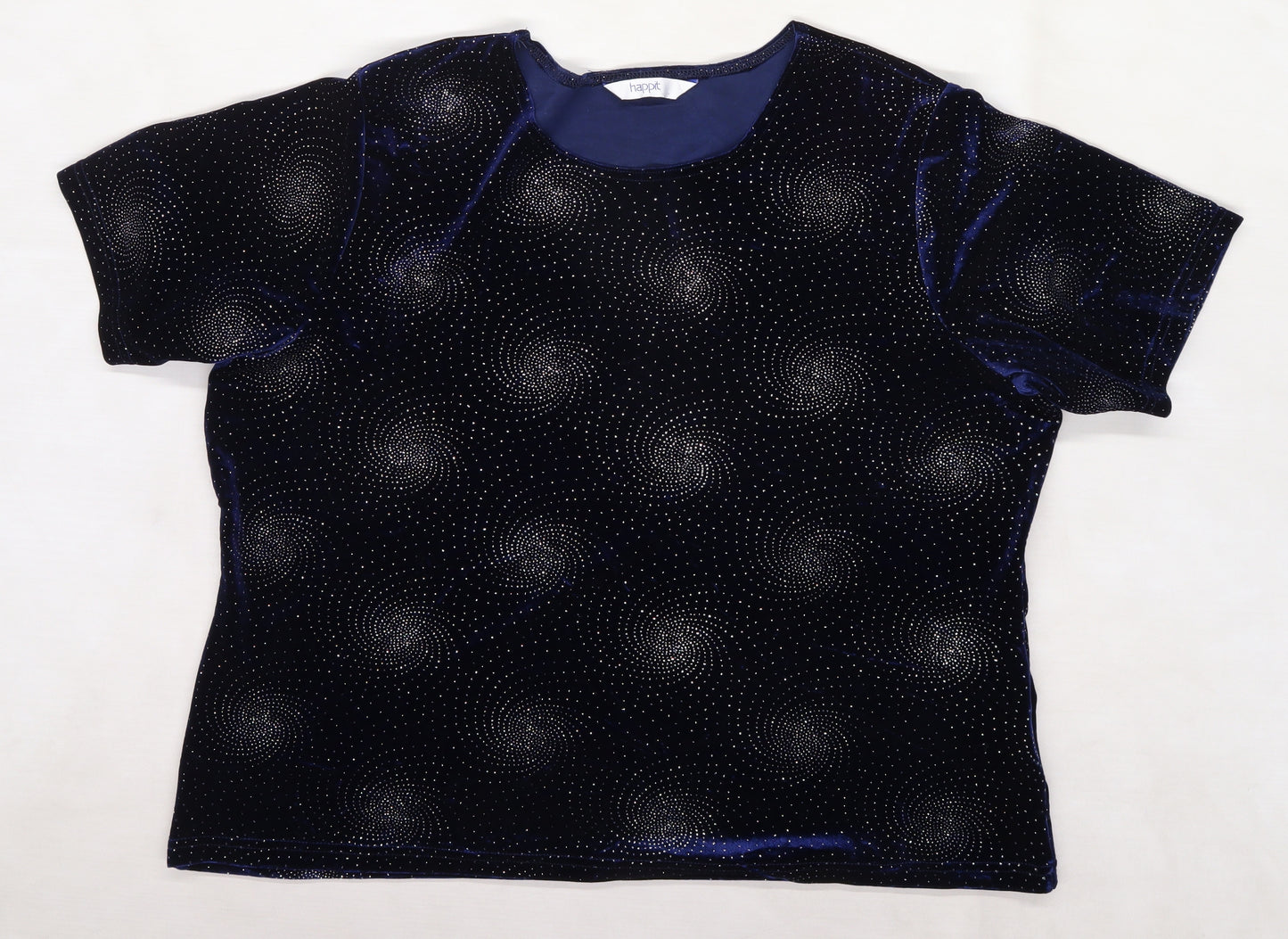Hapit Womens Blue  Velvet Basic T-Shirt Size 22
