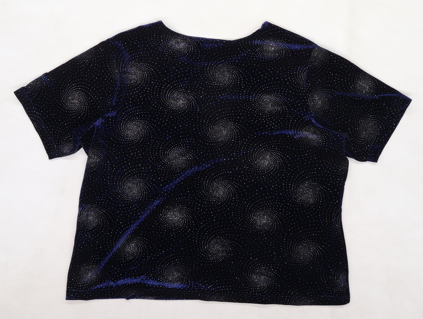 Hapit Womens Blue  Velvet Basic T-Shirt Size 22