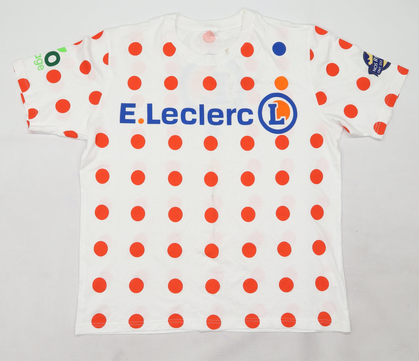 E. Leclerc Mens White Polka Dot Jersey  T-Shirt Size L