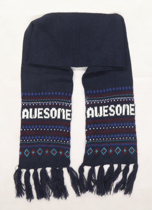 Matalan Boys Blue Geometric Knit Scarf  Size Regular  - Awesome