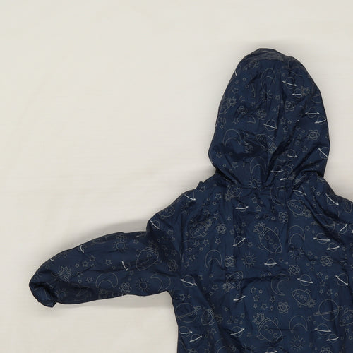 PreWorn Boys Blue Geometric Softshell Rain Coat Coat Size 12-18 Months
