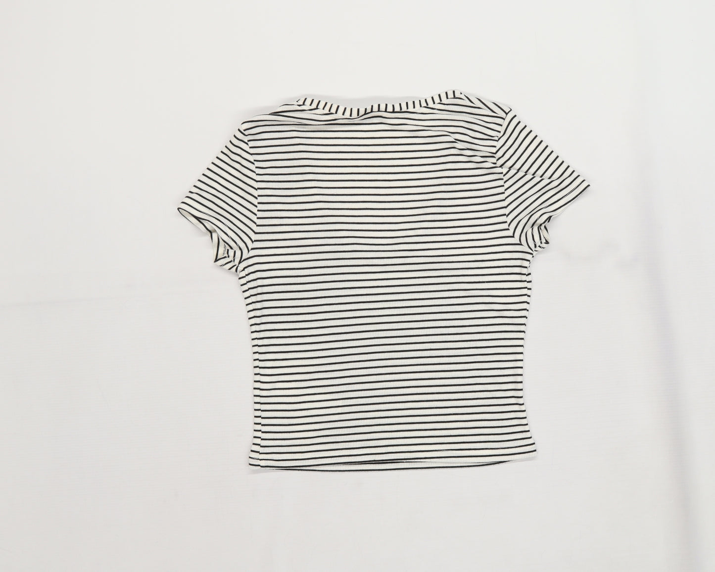 Miss Selfridge Womens White Striped Jersey Basic T-Shirt Size 10