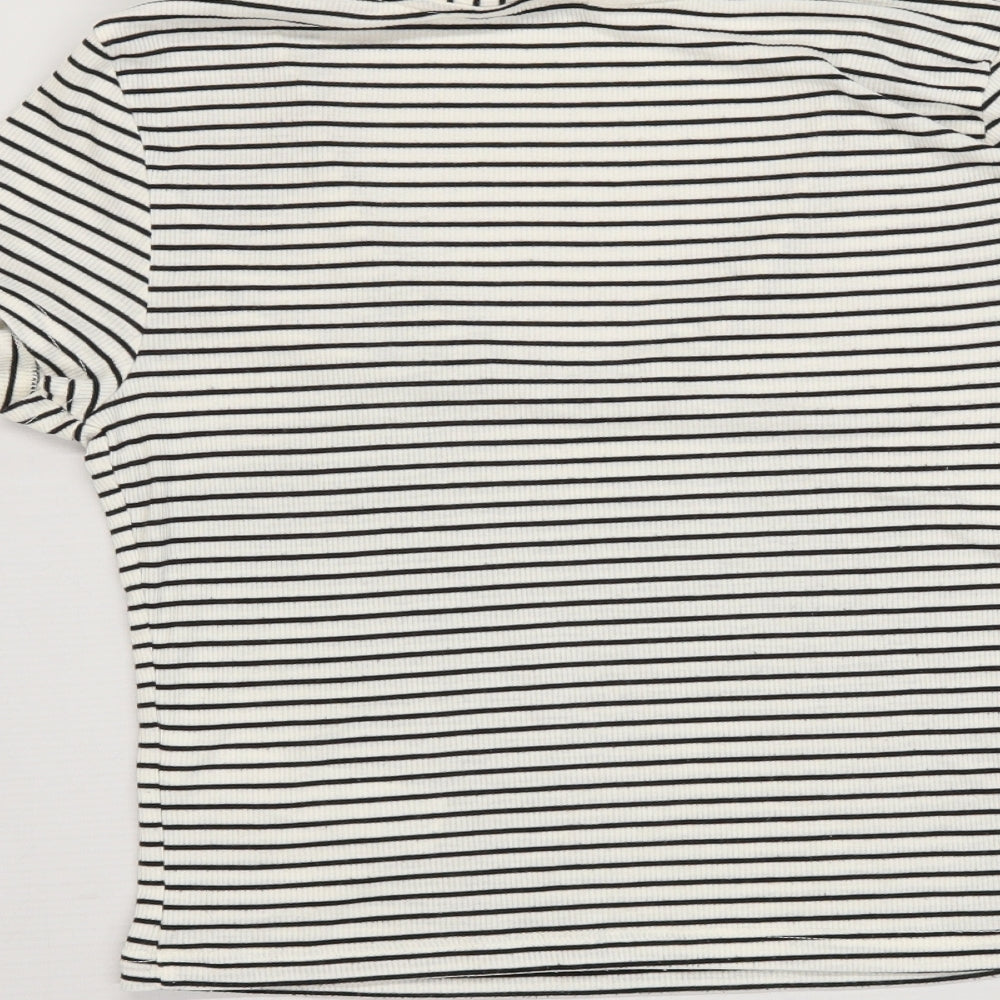 Miss Selfridge Womens White Striped Jersey Basic T-Shirt Size 10