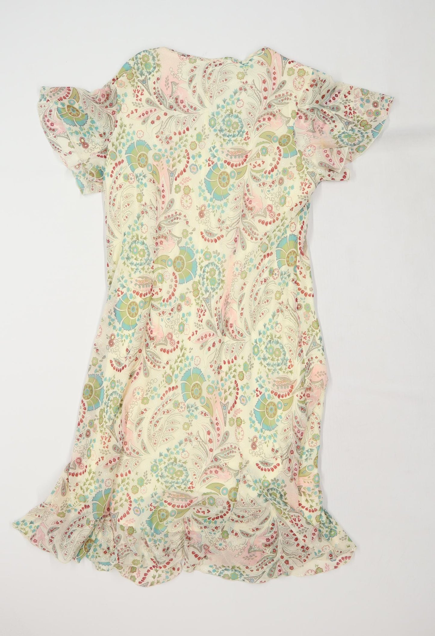 Classics Womens Ivory Floral Chiffon Fit & Flare  Size 16