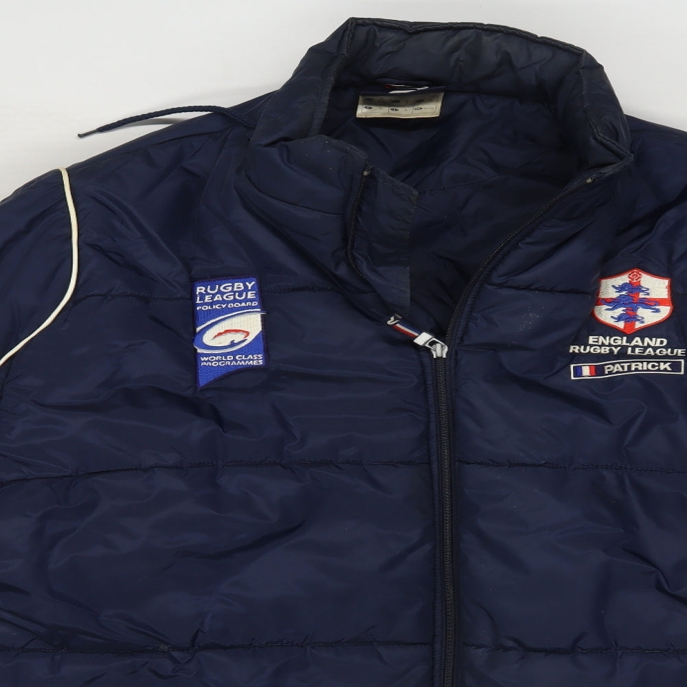 Rugby League Mens Blue Puffer Jacket Coat Size XL England Rugby Preworn Ltd