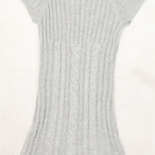 E-vie Girls Grey  Knit Jumper Dress  Size 14-15 Years  - Cable knit
