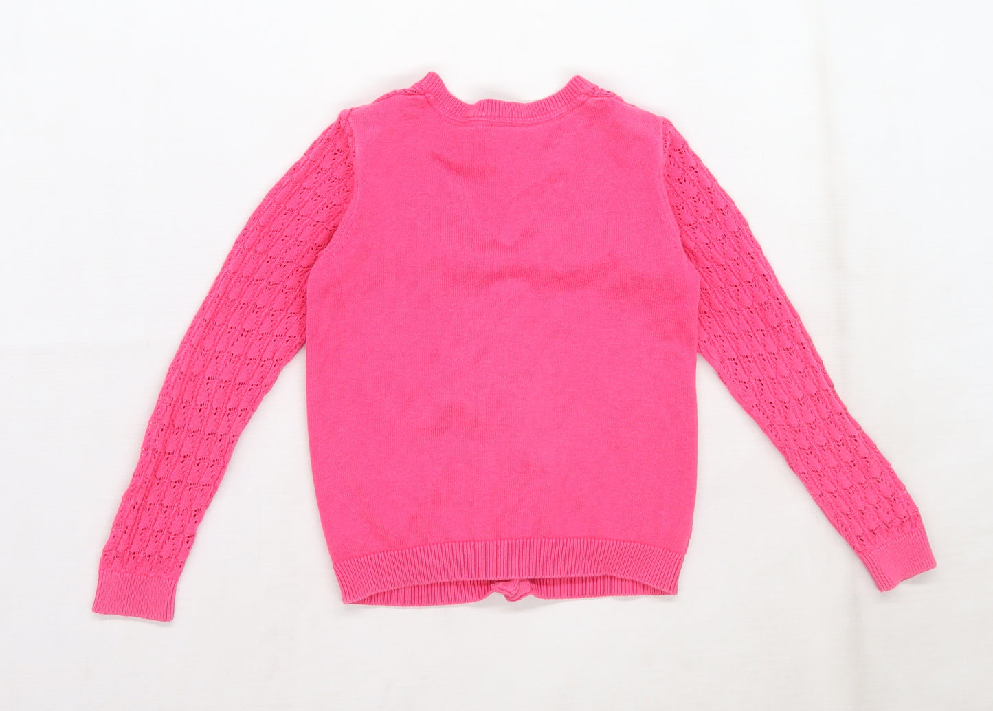 Mini Boden Girls Pink Floral Knit Cardigan Jumper Size 4-5 Years