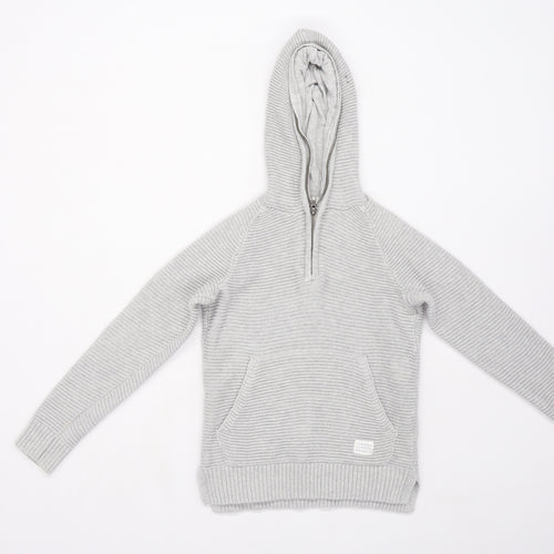 H&M Boys Grey  Knit Pullover Hoodie Size 8-9 Years