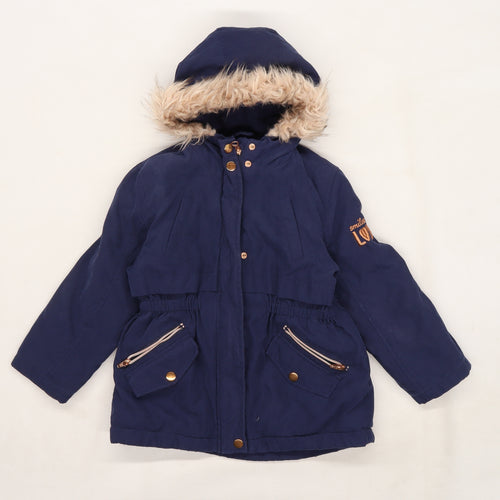 George Girls Blue  Softshell Basic Coat Coat Size 5-6 Years
