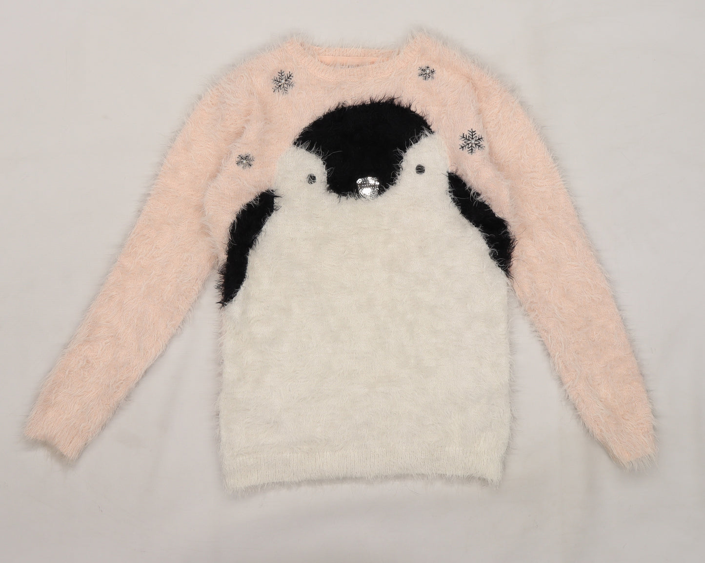 Young Dimension Girls Pink  Knit Pullover Jumper Size 11-12 Years  - Penguin