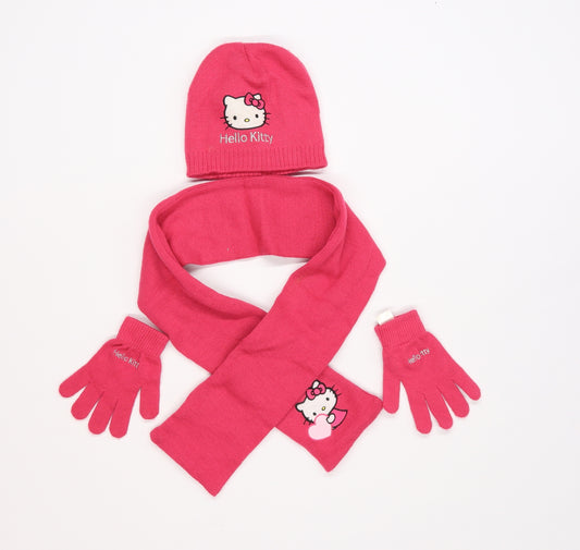 Hello Kitty Girls Pink  Knit Scarf Scarves & Wraps One Size  - With Hat and Gloves