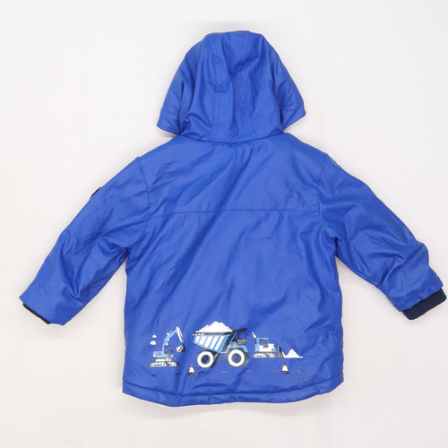 NEXT Boys Blue   Rain Coat Coat Size 12-18 Months  - diggers