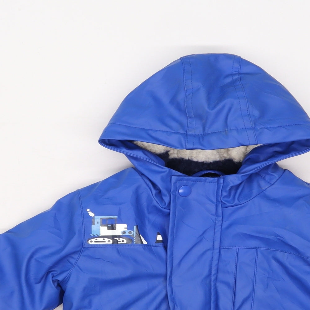 NEXT Boys Blue   Rain Coat Coat Size 12-18 Months  - diggers