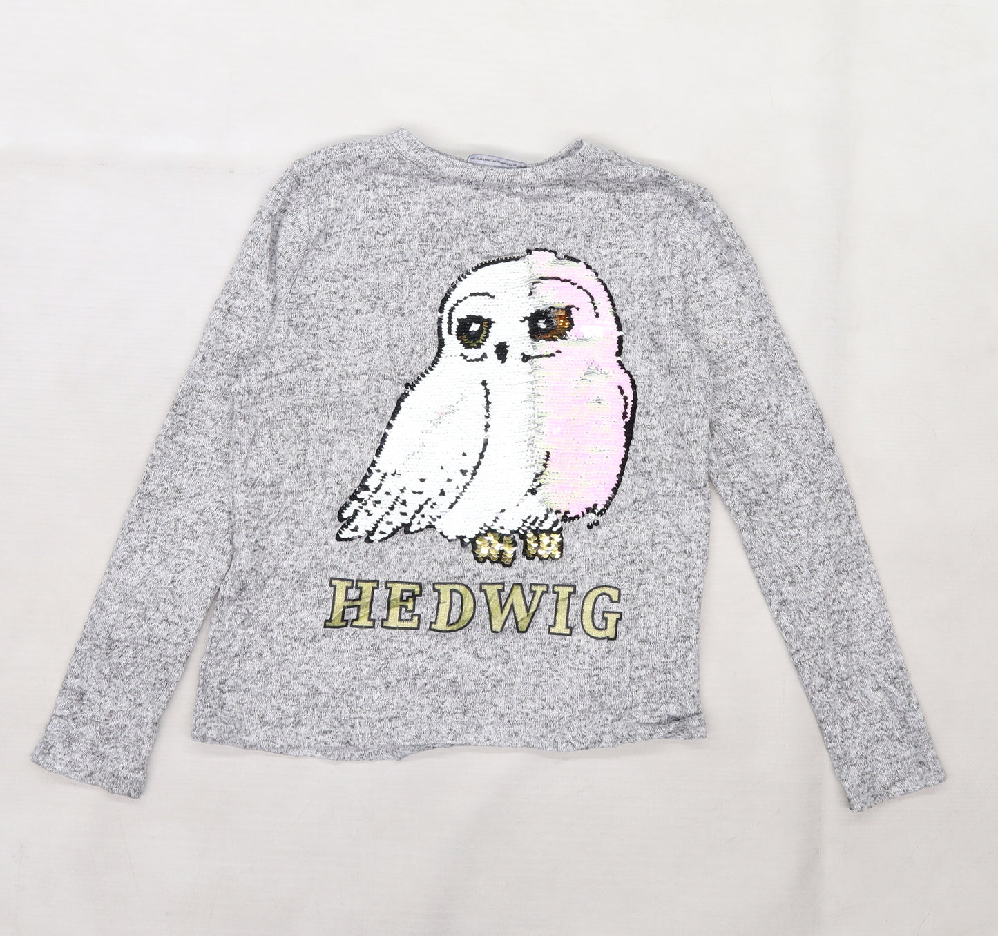 Harry Potter Girls Grey  Knit Pullover Jumper Size 9-10 Years  - hedwig owl