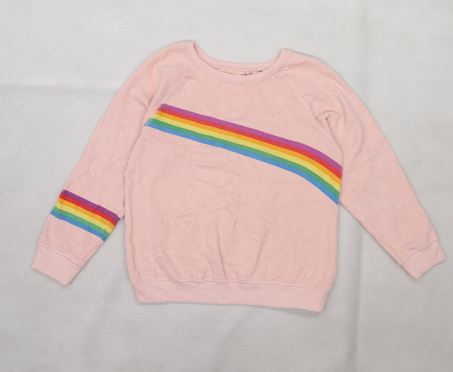 NEXT Girls Pink  Jersey Pullover Sweatshirt Size 9 Years  - Rainbow
