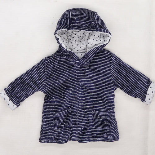 George Girls Blue Striped Velour Jacket Coat Size 0-3 Months  - Stars