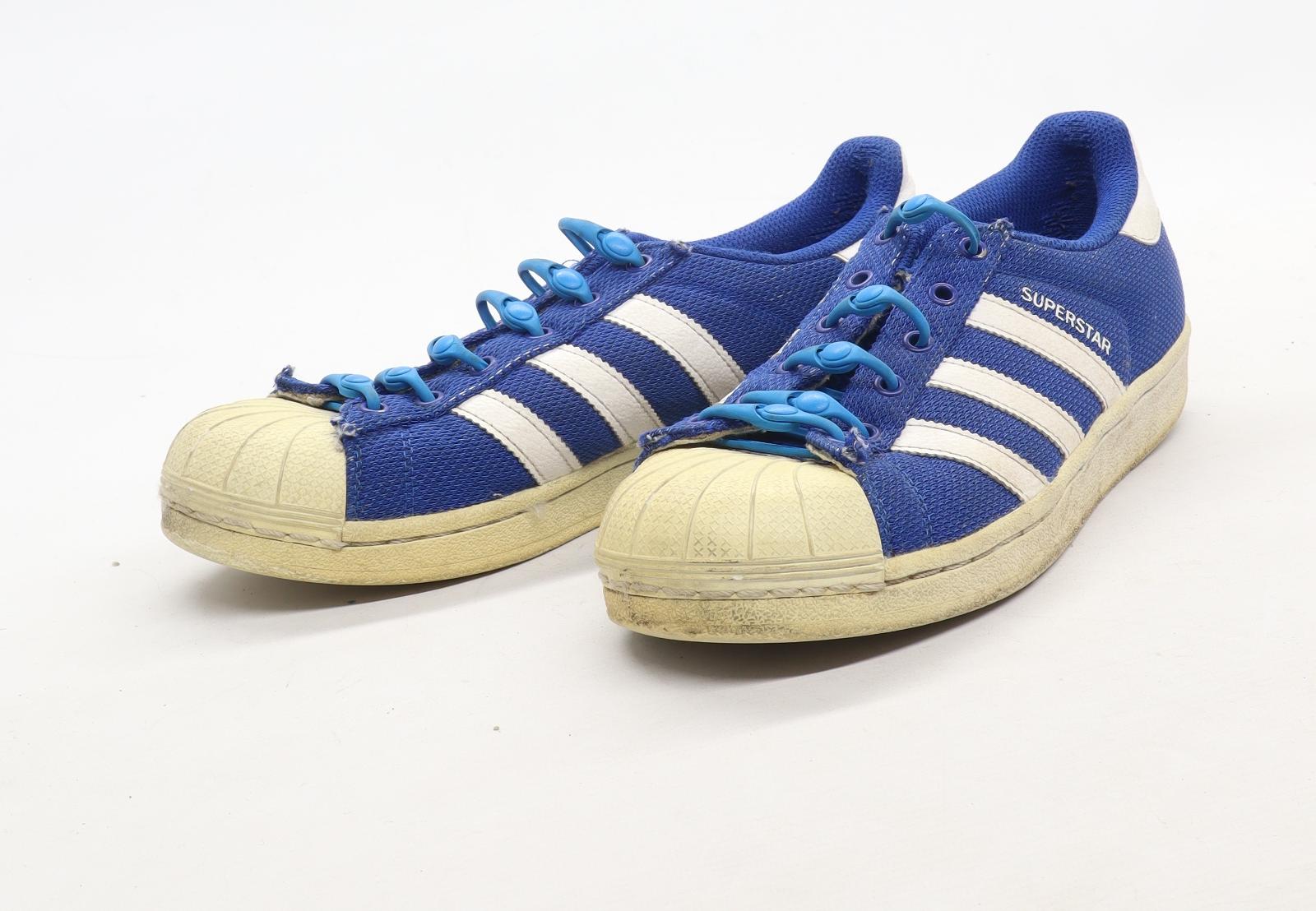 Adidas superstar best sale womens blue stripe