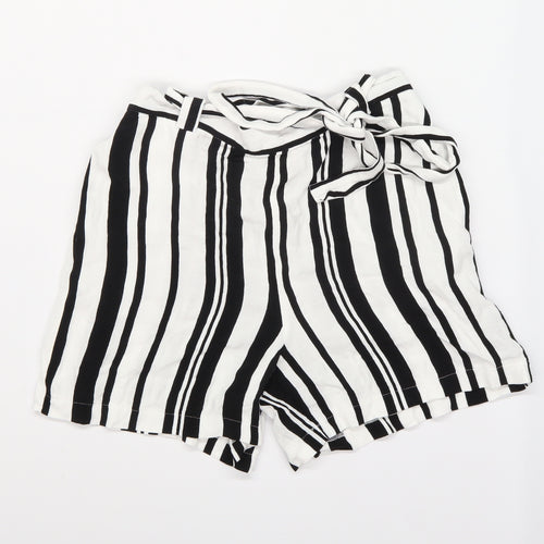 New Look Womens Black Striped  Sailor Shorts Size 10