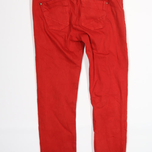 River Island Womens Red  Denim Straight Jeans Size 14 L26 in