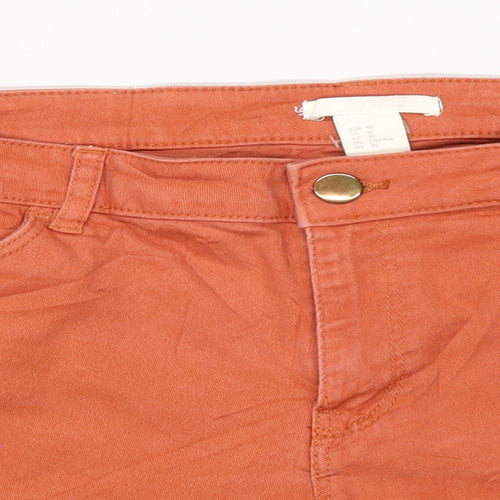 H&M Womens Red  Denim Hot Pants Shorts Size 12