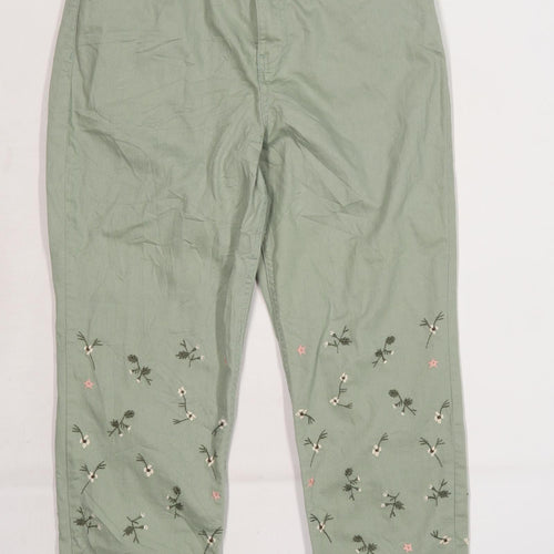 TU Womens Green Floral Denim Cropped Jeans Size 12 L25 in