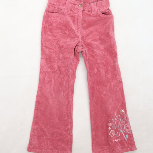 Debenhams Girls Pink   Bootcut Jeans Size 7 Years - Embroidered design on bottom of leg