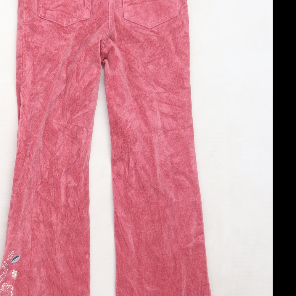 Debenhams Girls Pink   Bootcut Jeans Size 7 Years - Embroidered design on bottom of leg