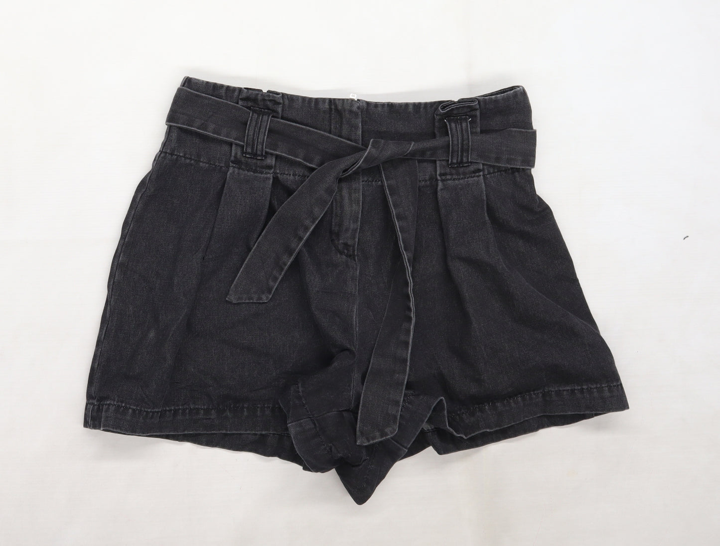 George Womens Black  Denim Bermuda Shorts Size 14 - Belt attached