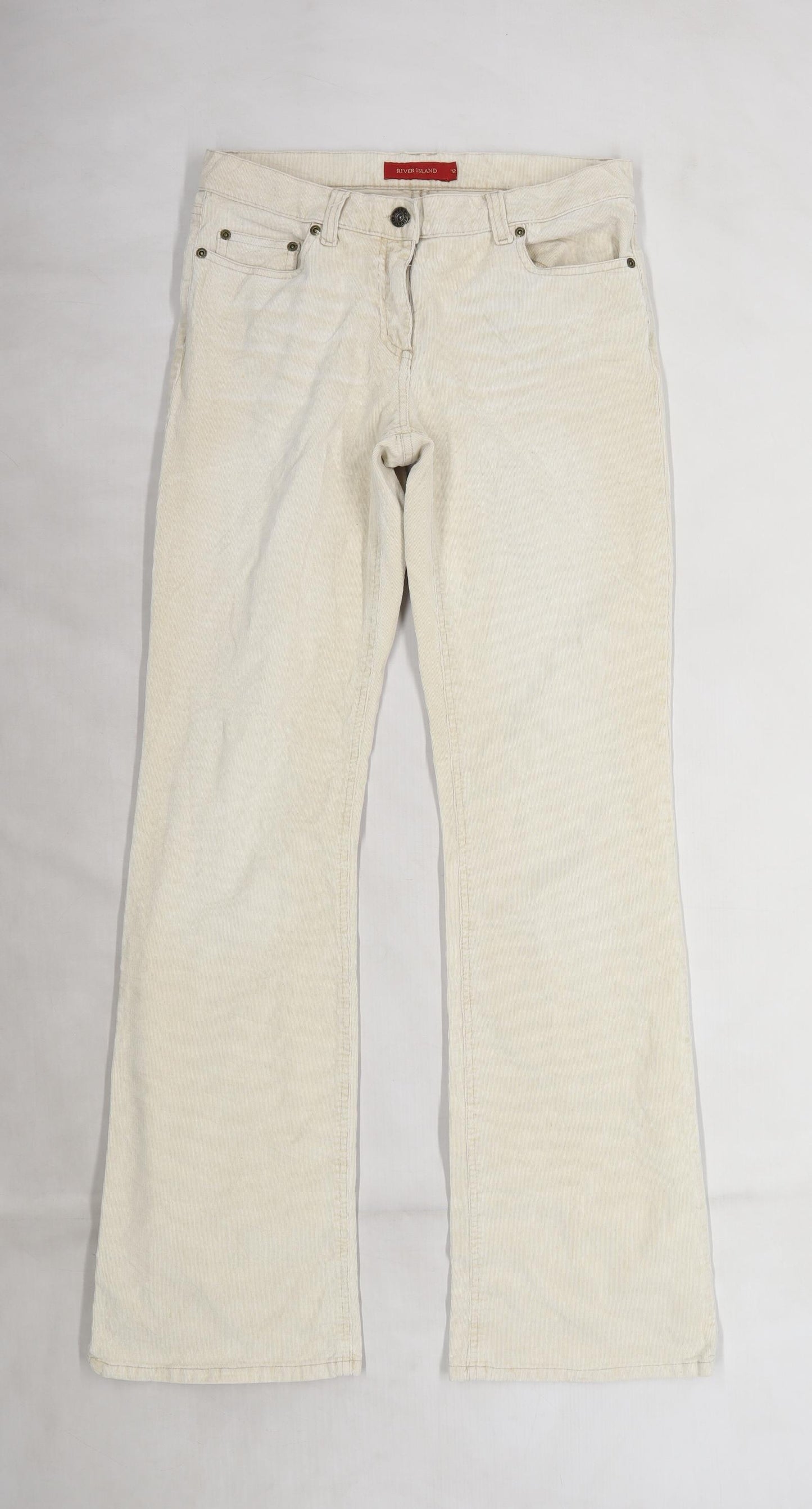 River Island Womens White  Corduroy Bootcut Jeans Size 12 L32 in