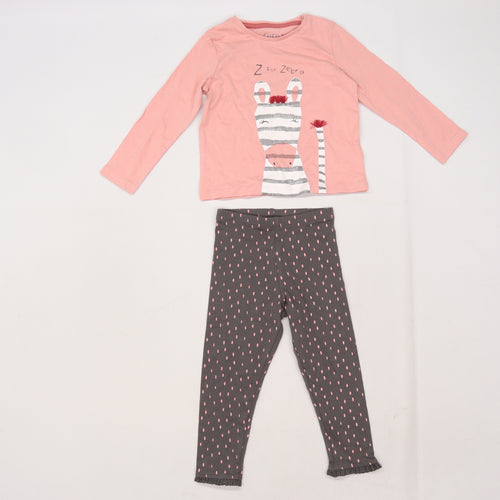 F&F Girls Pink   Trousers Set Outfit/Set Size 18-24 Months  - Zebra