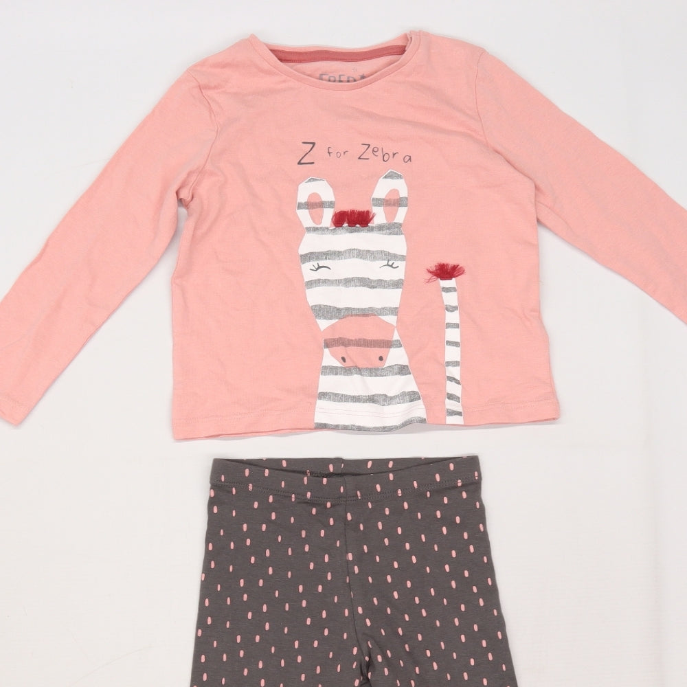F&F Girls Pink   Trousers Set Outfit/Set Size 18-24 Months  - Zebra