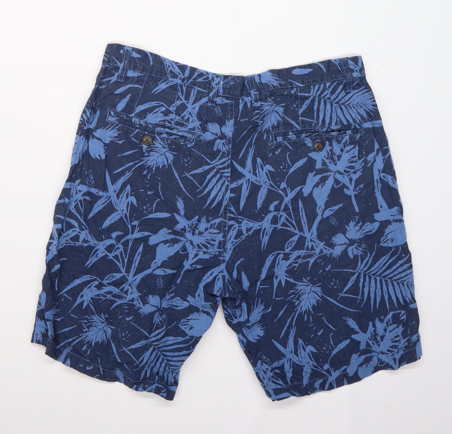 Easy Mens Blue Floral  Bermuda Shorts Size 34