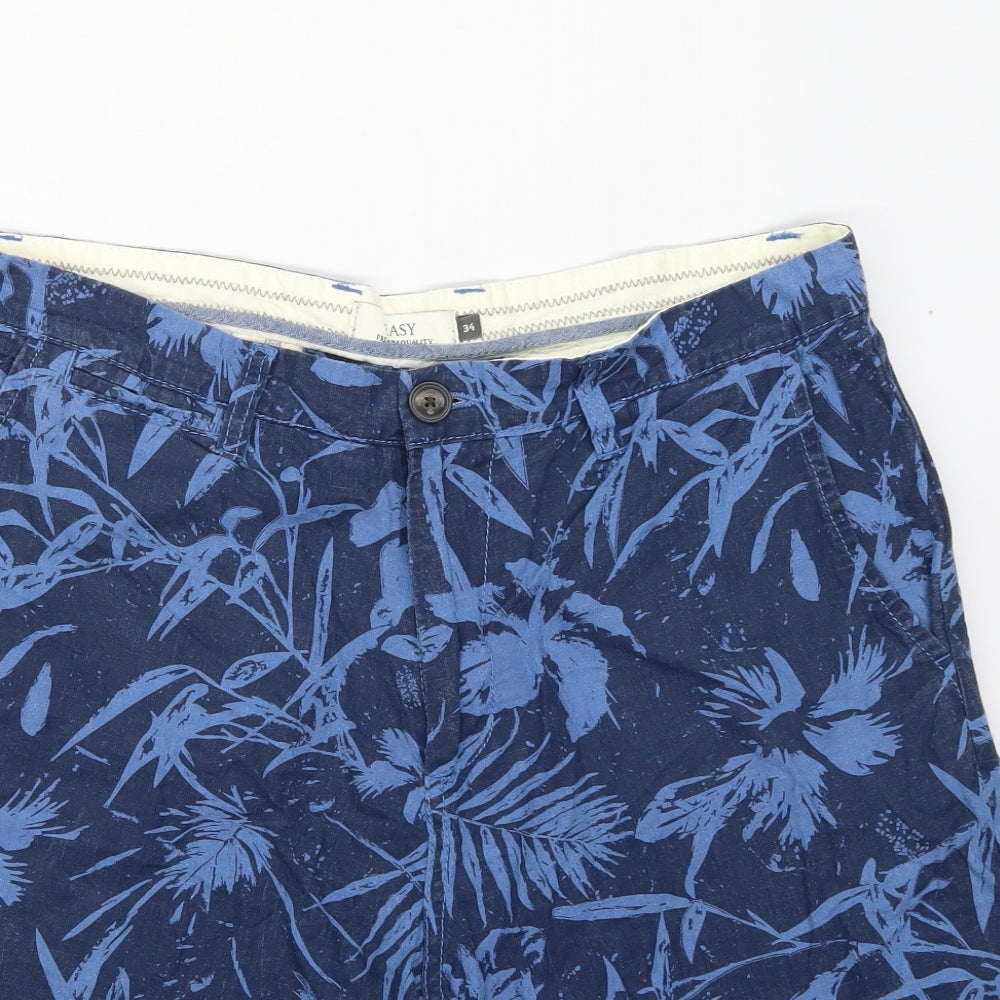 Easy Mens Blue Floral  Bermuda Shorts Size 34
