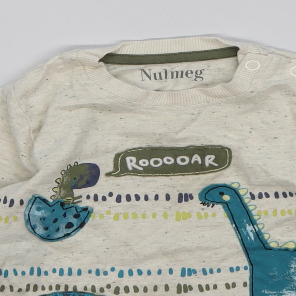 Nutmeg Boys Ivory   Basic T-Shirt Size 9-12 Months  - Dinosaur