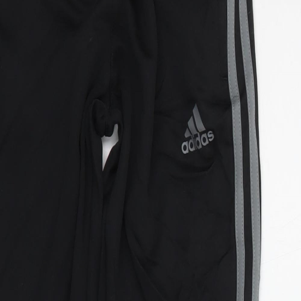 adidas Girls Black  Polyester Jogger Trousers Size 11-12 Years L24 in Regular Drawstring