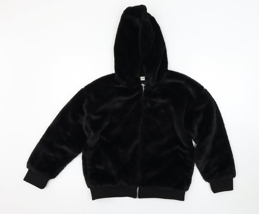 F&F Girls Black  Polyester Full Zip Hoodie Size 10-11 Years  Zip